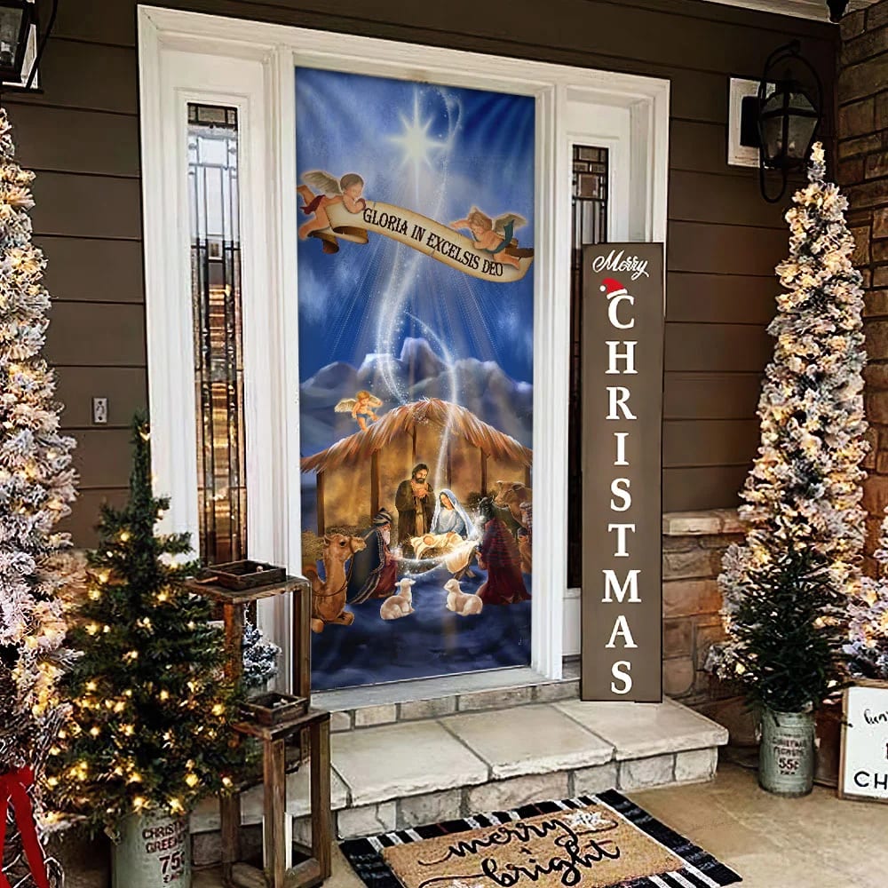 Nativity Scene Door Cover - Jesus Is Born - Religious Door Decorations - Christian Home Decor