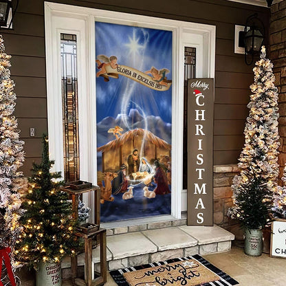 Nativity Scene Door Cover - Jesus Is Born - Religious Door Decorations - Christian Home Decor