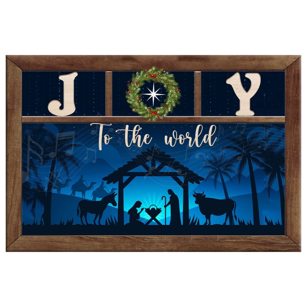 Nativity Scene, Joy To The World Christmas Wall Art Canvas - Religious Wall Decor