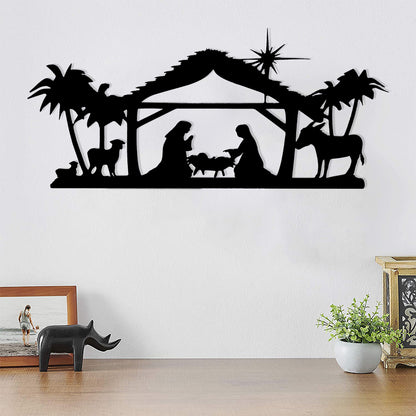 Nativity Scene Metal Wall Art - Religious Christmas Gift - Outdoor Metal Manger Sign - Ciaocustom