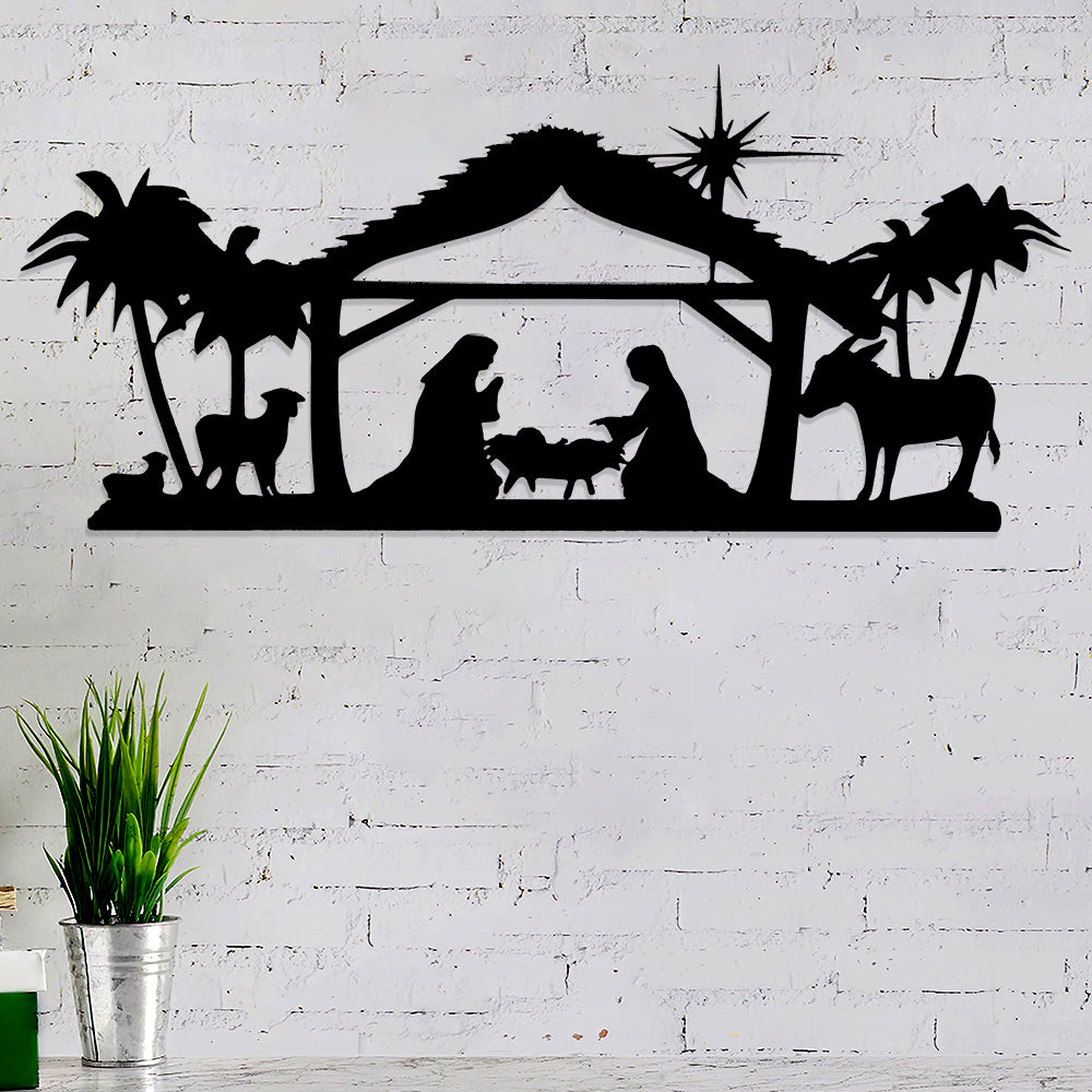 Nativity Scene Metal Wall Art - Religious Christmas Gift - Outdoor Metal Manger Sign - Ciaocustom