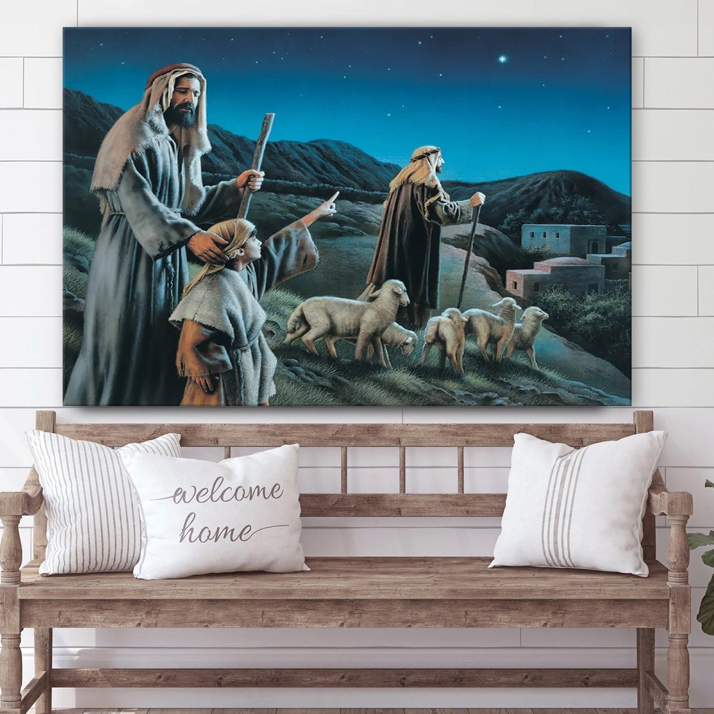Nativity Scene Painting - Jesus Canvas Wall Art - Christian Wall Art