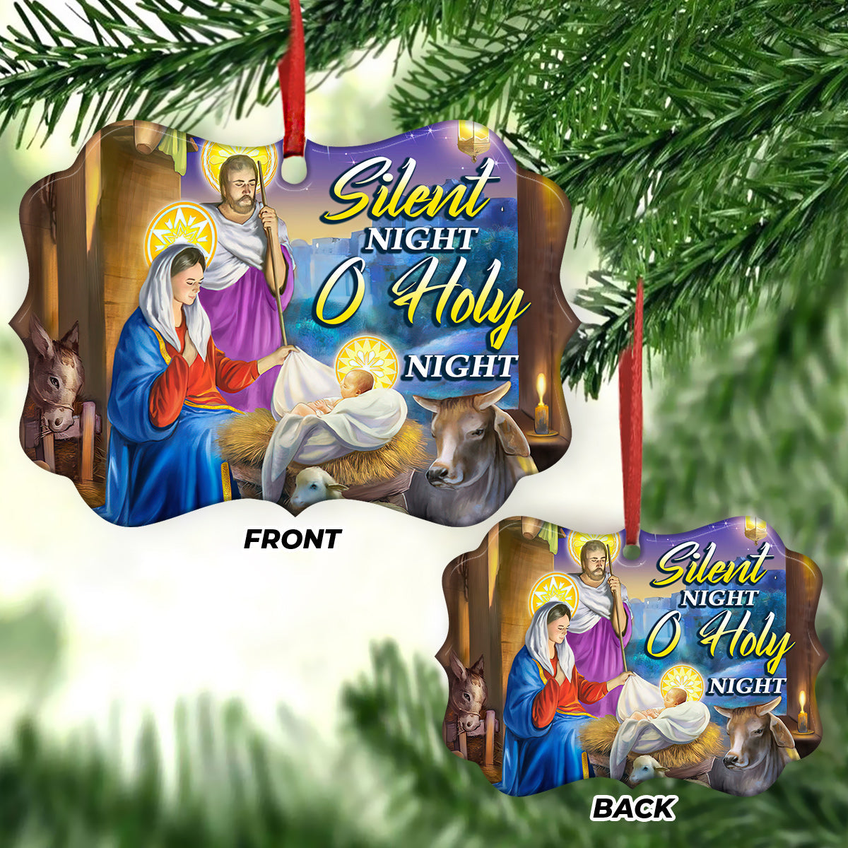 Nativity Silent Night 2 Metal Ornament - Christmas Ornament - Christmas Gift