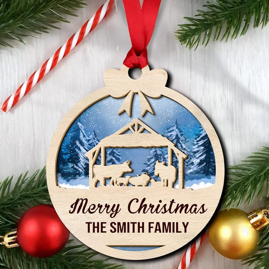 Nativity of Jesus Custom Wood Layered Ornaments - Personalized Ornaments for Christmas Tree Decorations