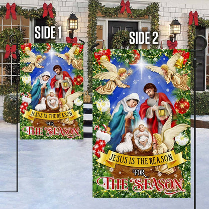 Nativity of Jesus Holy Night Christmas Flag Jesus Is The Reason For The Season - Religious Christmas House Flags