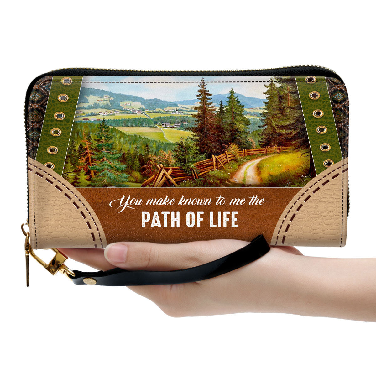 Natural You Make Known To Me The Path Of Life Clutch Purse For Women - Personalized Name - Christian Gifts For Women