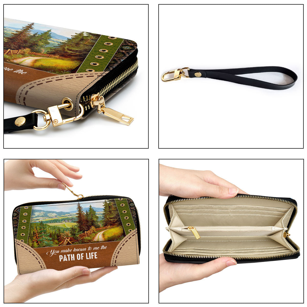 Natural You Make Known To Me The Path Of Life Clutch Purse For Women - Personalized Name - Christian Gifts For Women