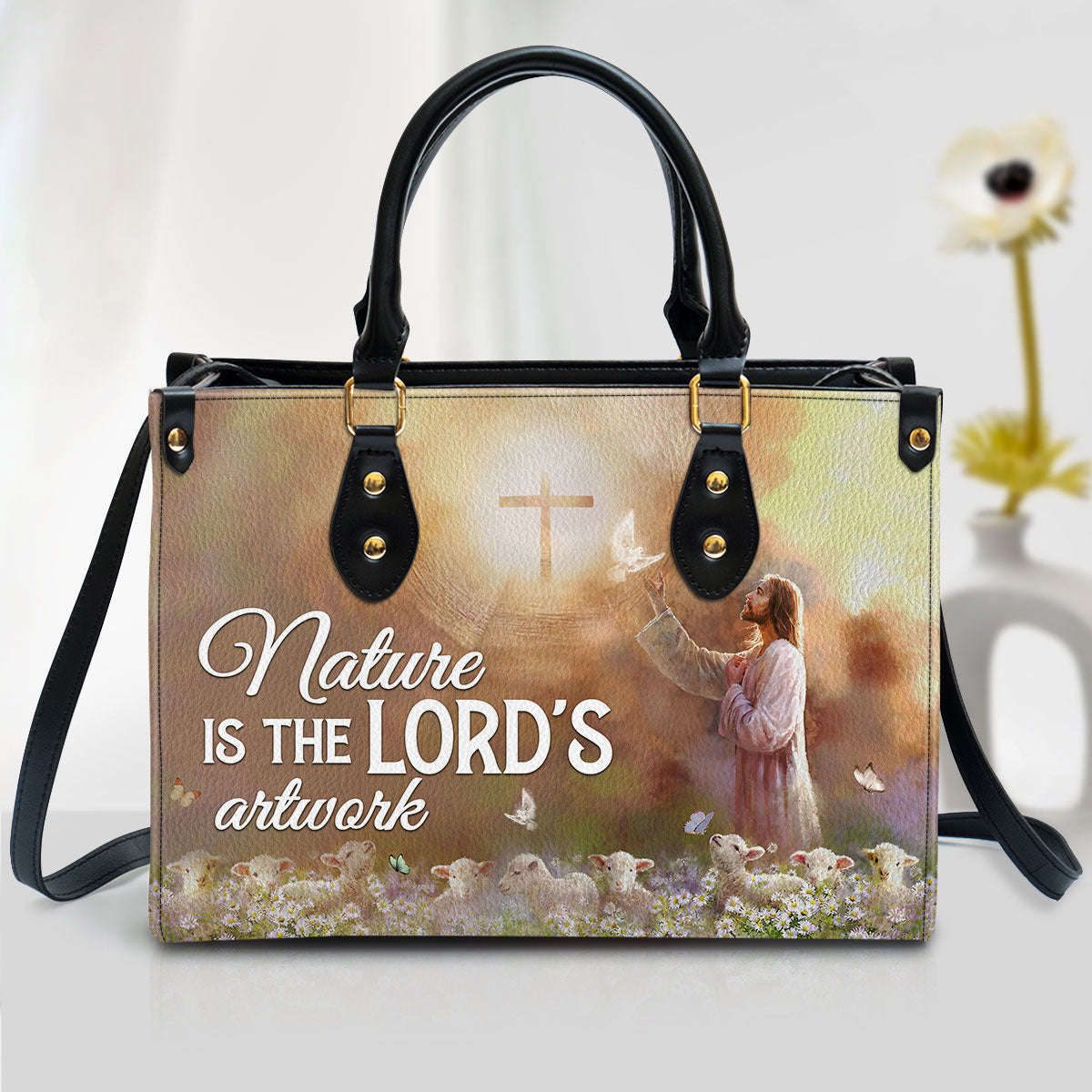 Nature Is The Lord‘s Artwork Beautiful Christian Leather Handbag - Religious Gifts For Women - Women Pu Leather Bag