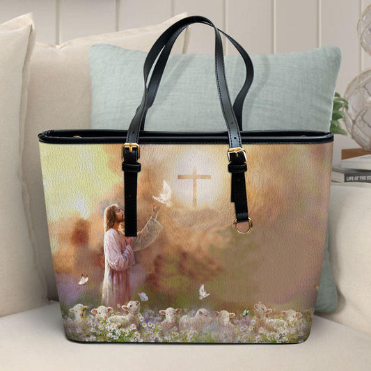 Nature Is The Lord‘s Artwork Large Pu Leather Tote Bag For Women - Mom Gifts For Mothers Day