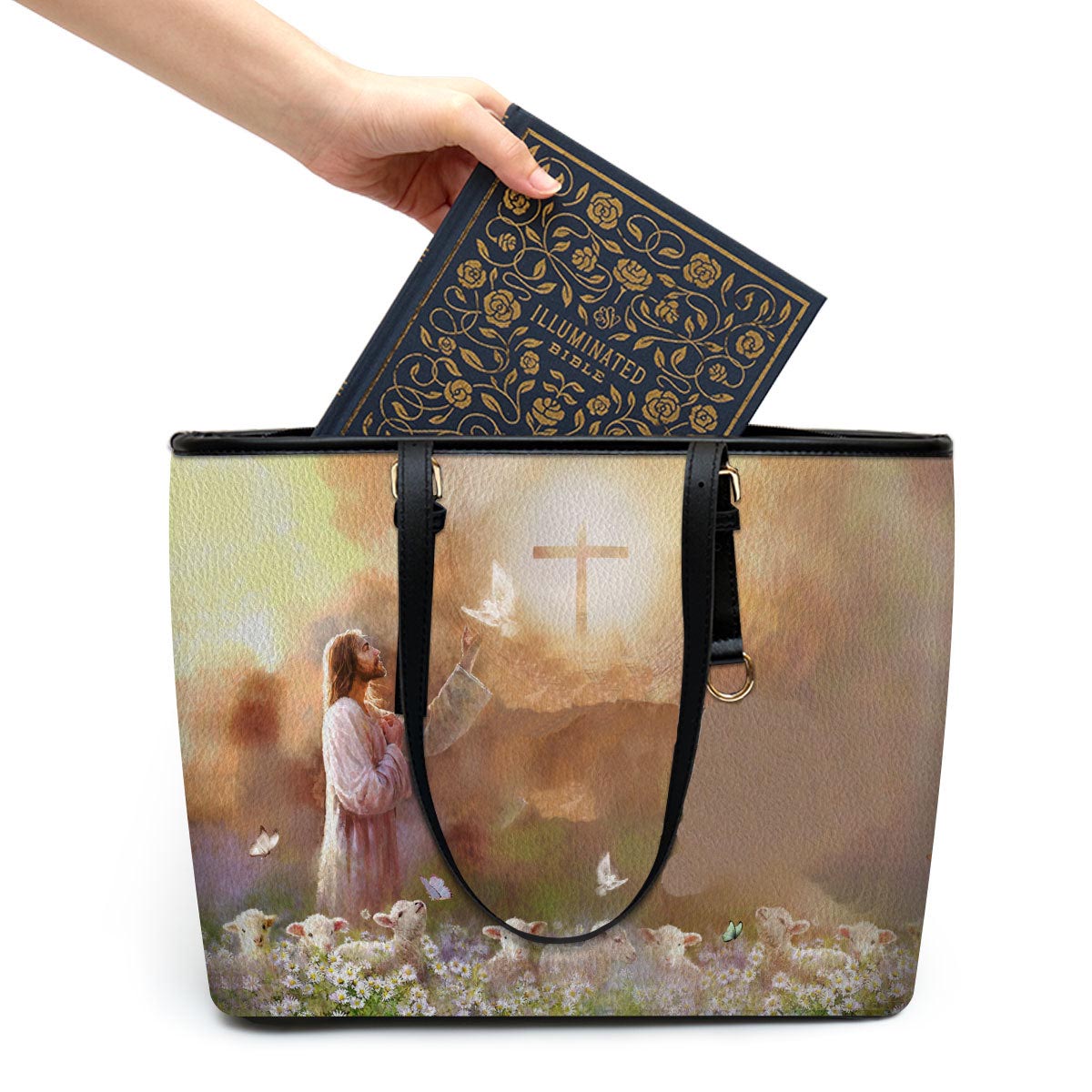 Nature Is The Lord‘s Artwork Large Pu Leather Tote Bag For Women - Mom Gifts For Mothers Day