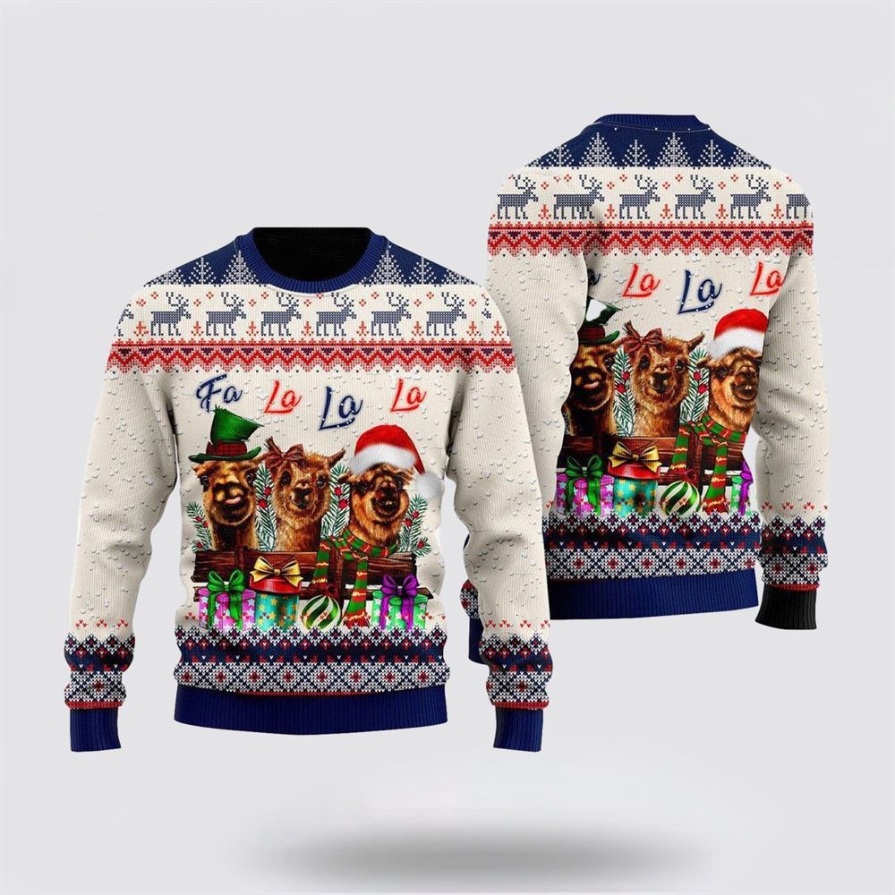 Naughty Llama Fa La La La Ugly Christmas Sweater, Farm Sweater, Christmas Gift, Best Winter Outfit Christmas