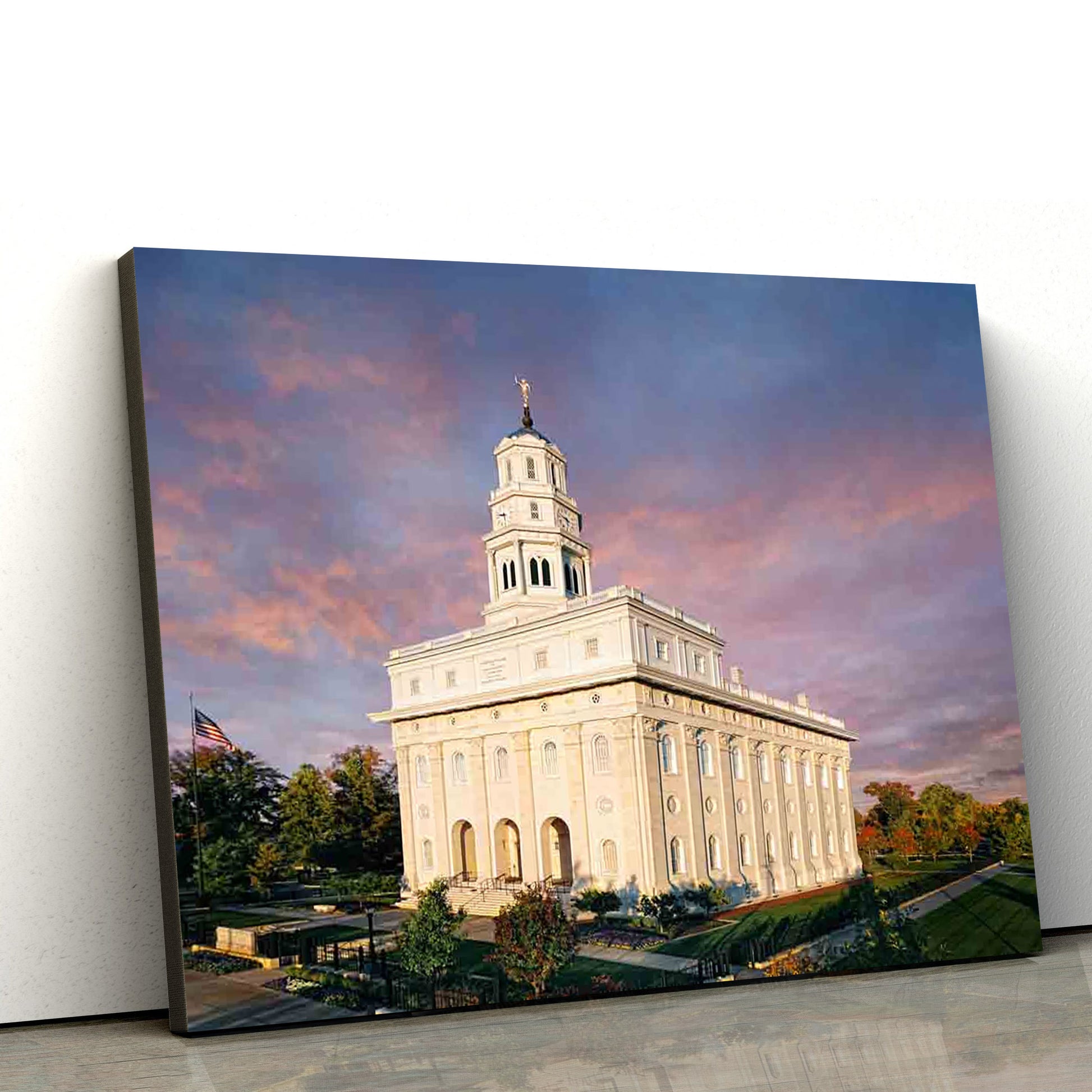 Nauvoo Temple Fall Sky Canvas Wall Art - Jesus Christ Picture - Canvas Christian Wall Art