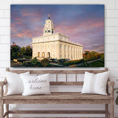 Nauvoo Temple Fall Sky Canvas Wall Art - Jesus Christ Picture - Canvas Christian Wall Art