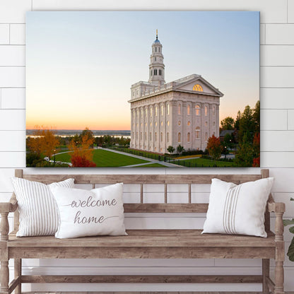 Nauvoo Temple Looking West Canvas Wall Art - Jesus Christ Picture - Canvas Christian Wall Art