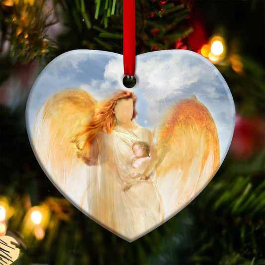 Nbc Angel 2 Heart Ceramic Ornament - Christmas Ornament - Christmas Gift