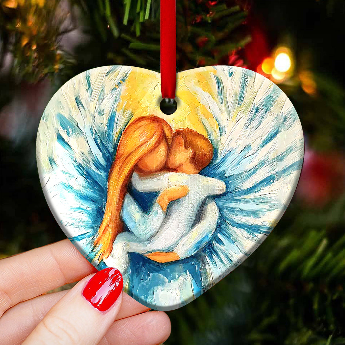 Nbc Angel 4 Heart Ceramic Ornament - Christmas Ornament - Christmas Gift