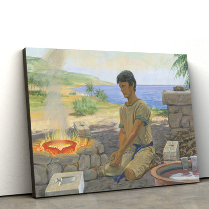 Nephi Melts Ore And Makes Tools Canvas Pictures - Christian Paintings For Home - Religious Canvas Wall Decor