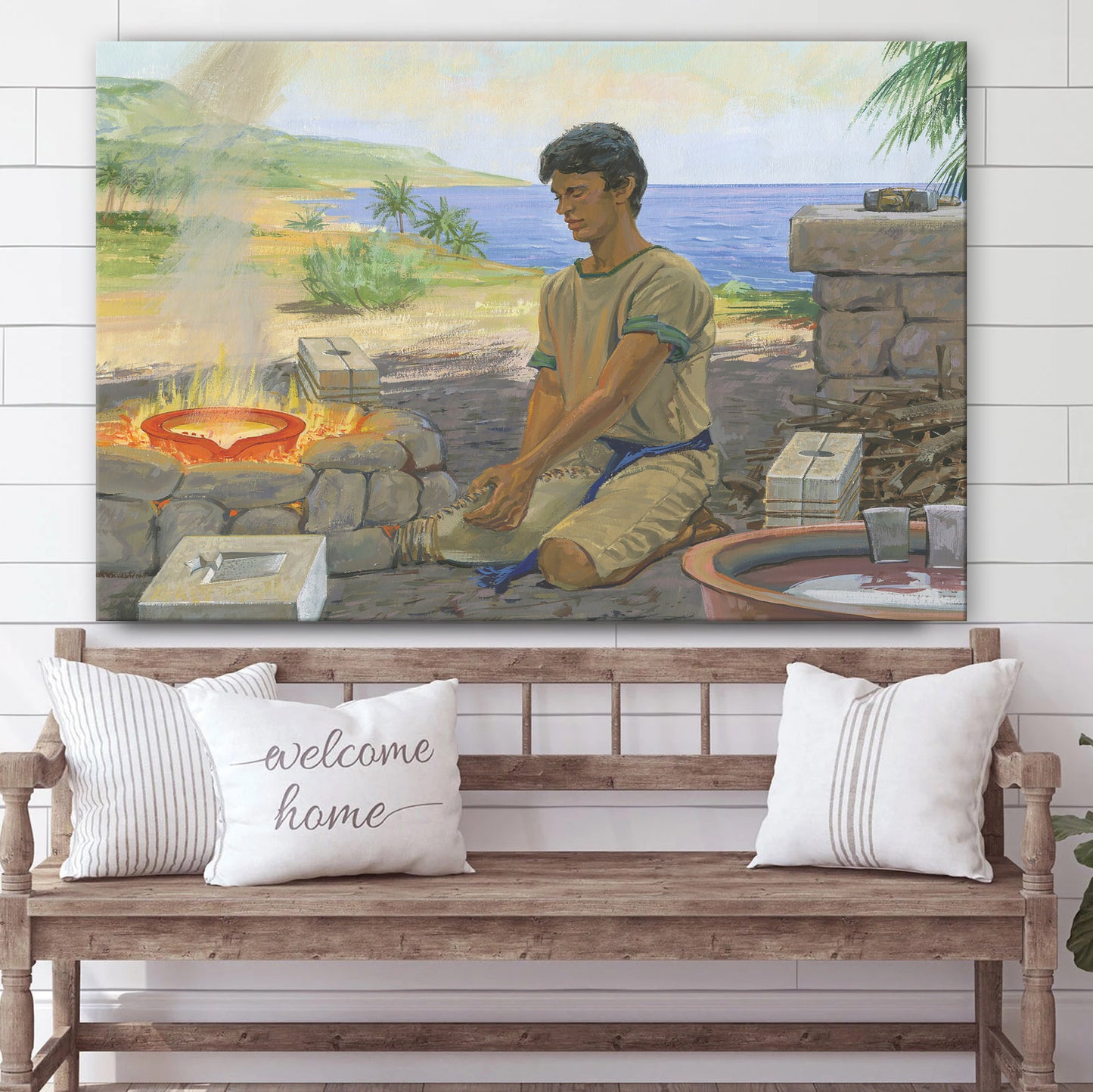 Nephi Melts Ore And Makes Tools Canvas Pictures - Christian Paintings For Home - Religious Canvas Wall Decor