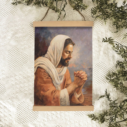Never Alone Hanging Canvas Wall Art - Jesus Picture - Jesus Portrait Canvas - Religious Canvas