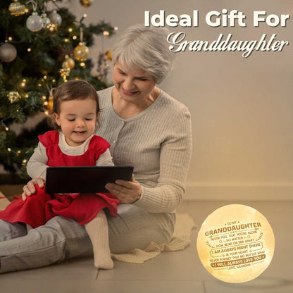 Never Feel That You're Alone 3d Printed Moon Lamp - To My Granddaughter - Gift For Granddaughter - Engraved Moon Lamp