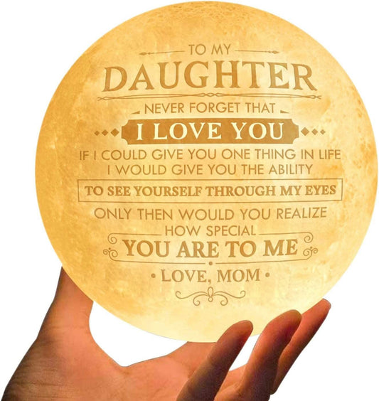 Never Forget I Love You 3d Printed Moon Lamp - To My Daughter From Mom - Birthday Gift For Daughter - Valentines Day Gifts For Daughter