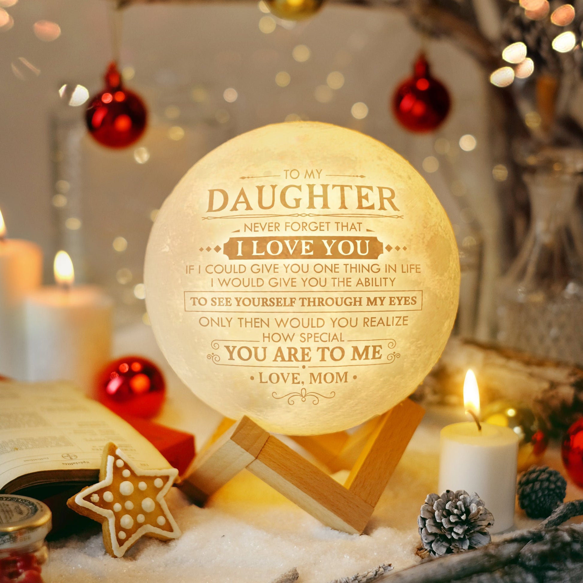 Never Forget I Love You 3d Printed Moon Lamp - To My Daughter From Mom - Birthday Gift For Daughter - Valentines Day Gifts For Daughter