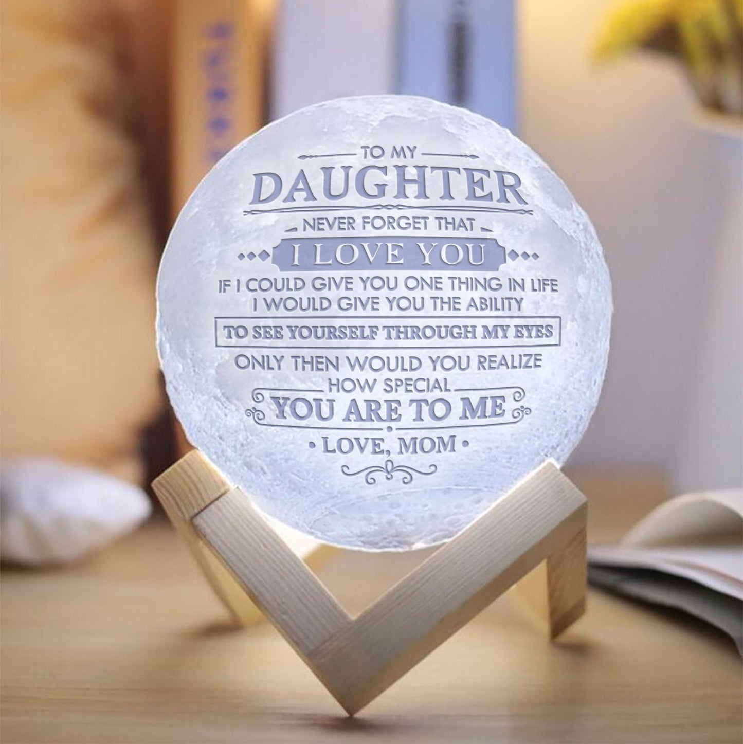Never Forget I Love You 3d Printed Moon Lamp - To My Daughter From Mom - Birthday Gift For Daughter - Valentines Day Gifts For Daughter