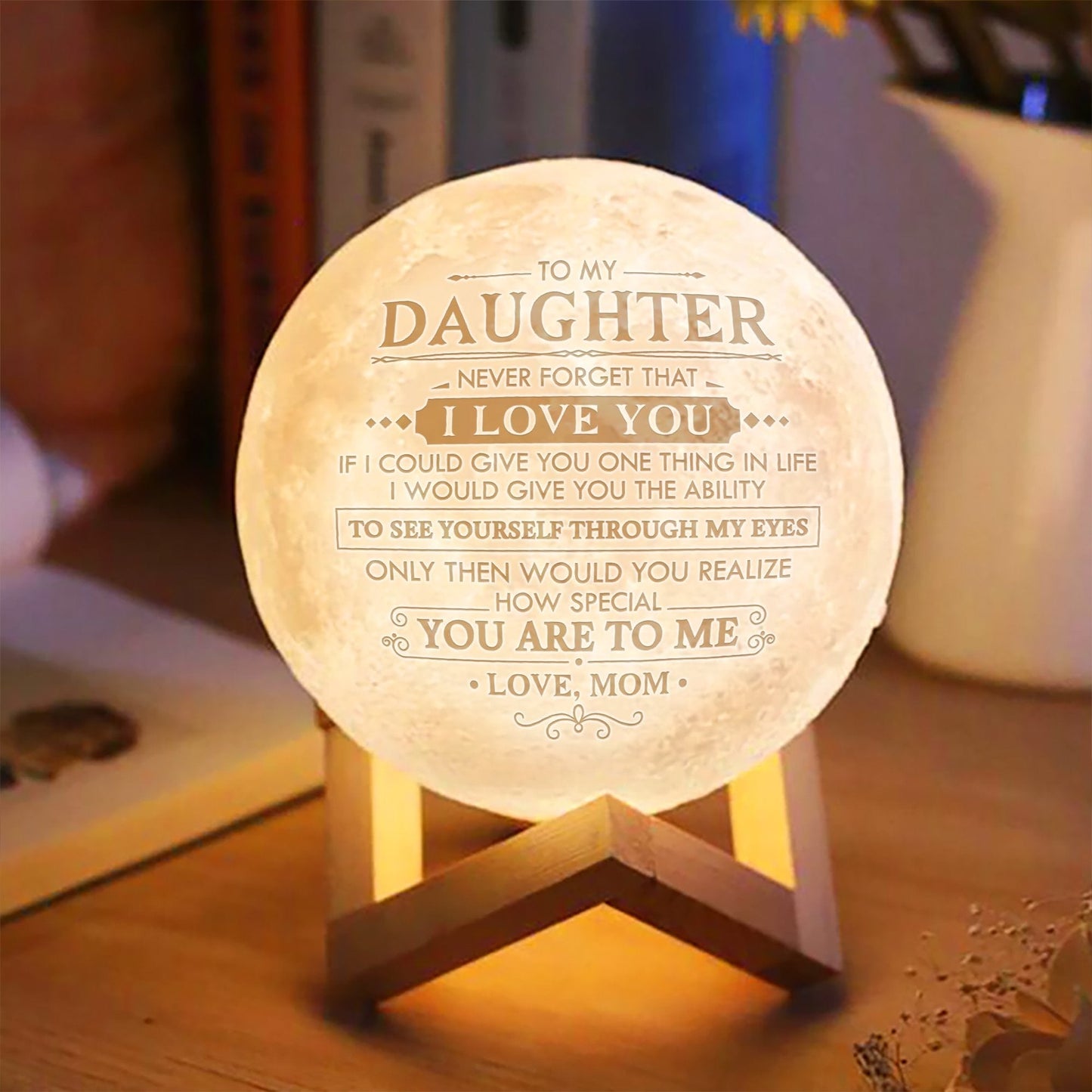 Never Forget I Love You 3d Printed Moon Lamp - To My Daughter From Mom - Birthday Gift For Daughter - Valentines Day Gifts For Daughter