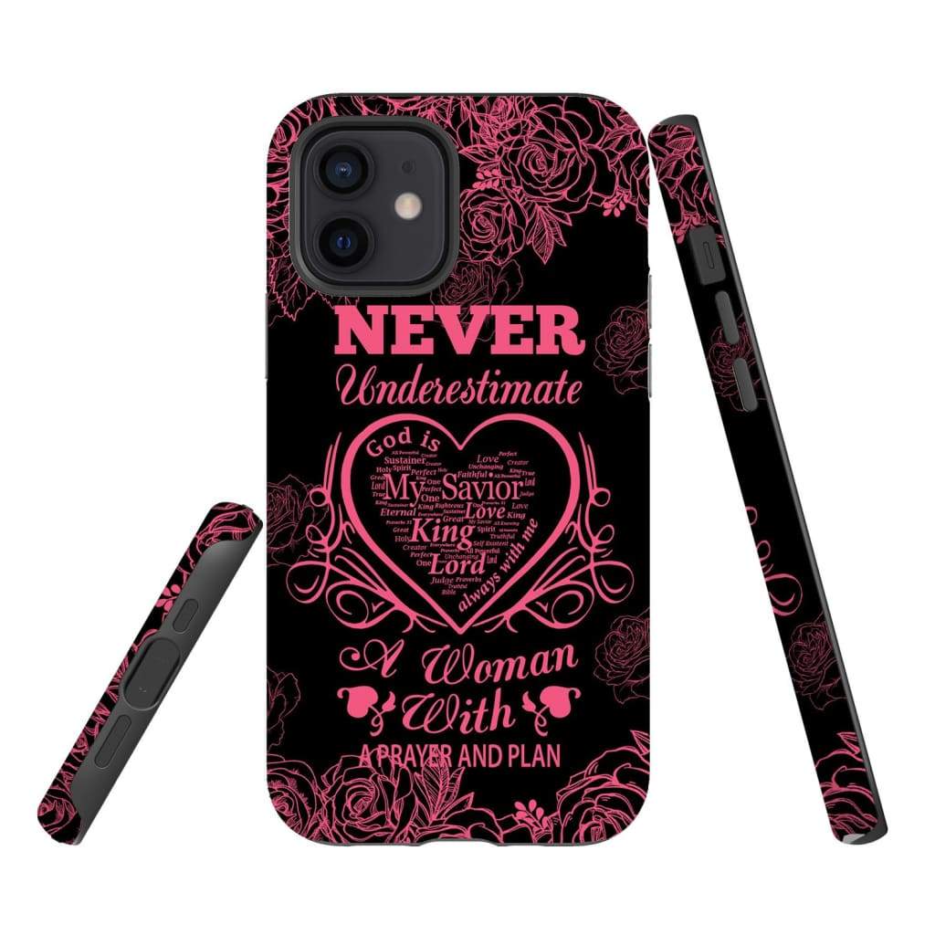 Never Underestimate A Woman With A Prayer And A Plan Phone Case - Scripture Phone Cases - Iphone Cases Christian