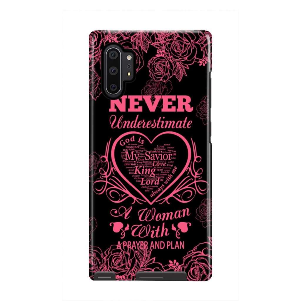 Never Underestimate A Woman With A Prayer And A Plan Phone Case - Scripture Phone Cases - Iphone Cases Christian