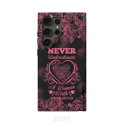 Never Underestimate A Woman With A Prayer And A Plan Phone Case - Scripture Phone Cases - Iphone Cases Christian