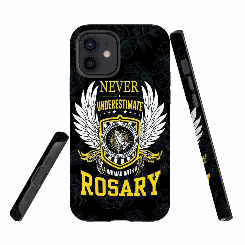 Never Underestimate A Woman With A Rosary Phone Case- Iphone Samsung Cases Christian