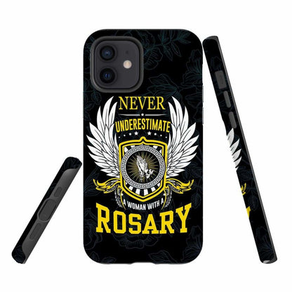 Never Underestimate A Woman With A Rosary Phone Case- Iphone Samsung Cases Christian