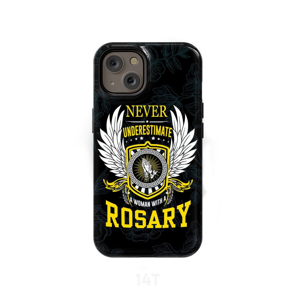 Never Underestimate A Woman With A Rosary Phone Case- Iphone Samsung Cases Christian