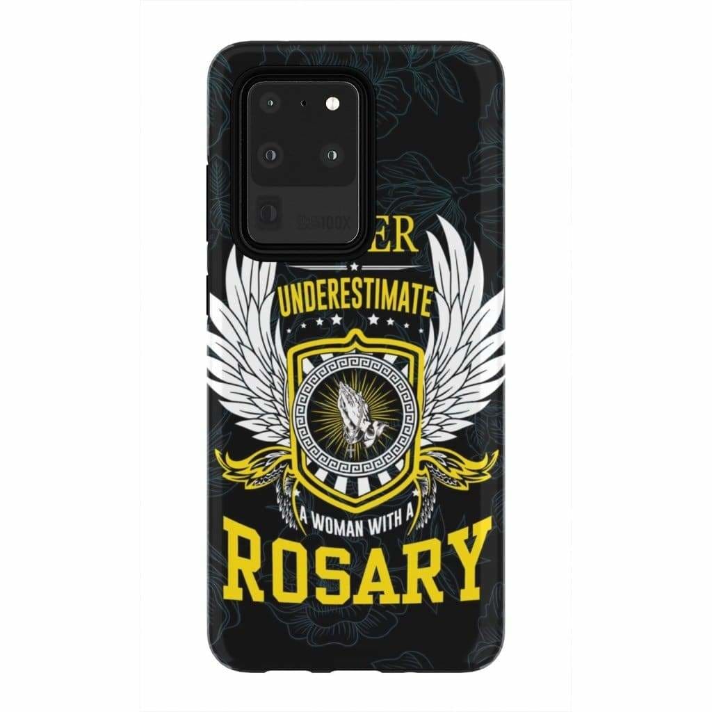 Never Underestimate A Woman With A Rosary Phone Case  Christian Phone Cases - Inspirational Bible Scripture iPhone Cases