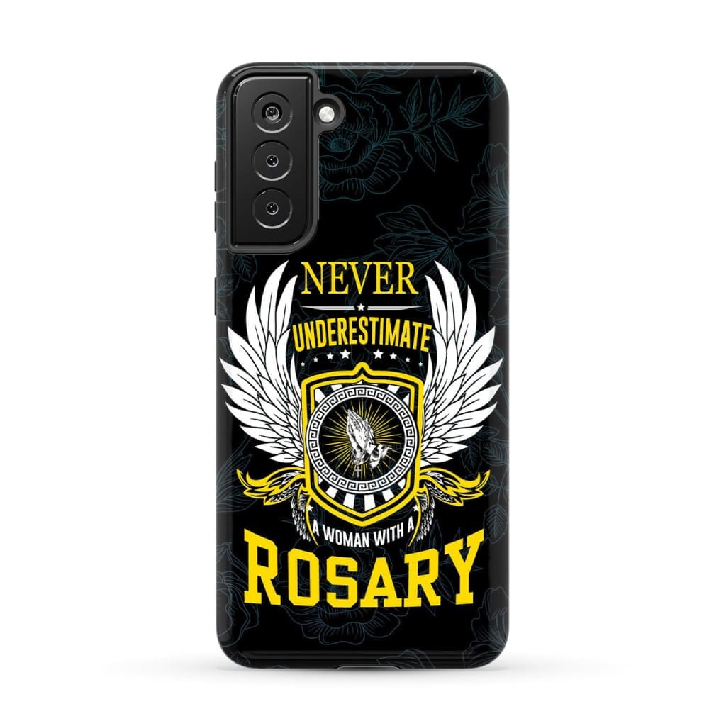 Never Underestimate A Woman With A Rosary Phone Case  Christian Phone Cases - Inspirational Bible Scripture iPhone Cases