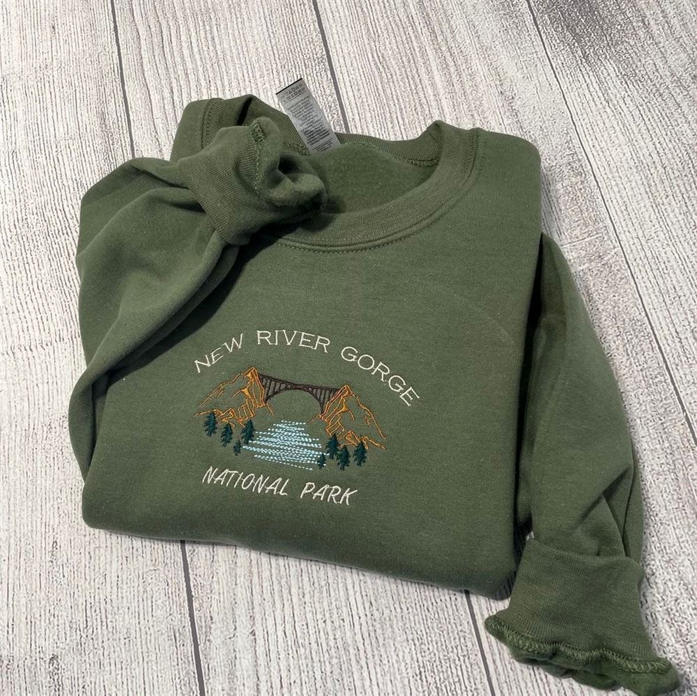 New River Gorge Embroidered Sweatshirt; Virginia Park Crewneck, Women's Embroidered Sweatshirts