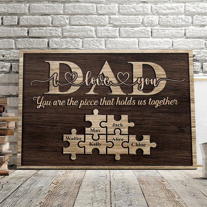 Personalized Canvas For Dad - Custom Puzzle Canvas - Dad Wall Art - Puzzle Sign Canvas - Birthday Gift For Father - Father's Day Gifts - Ciaocustom