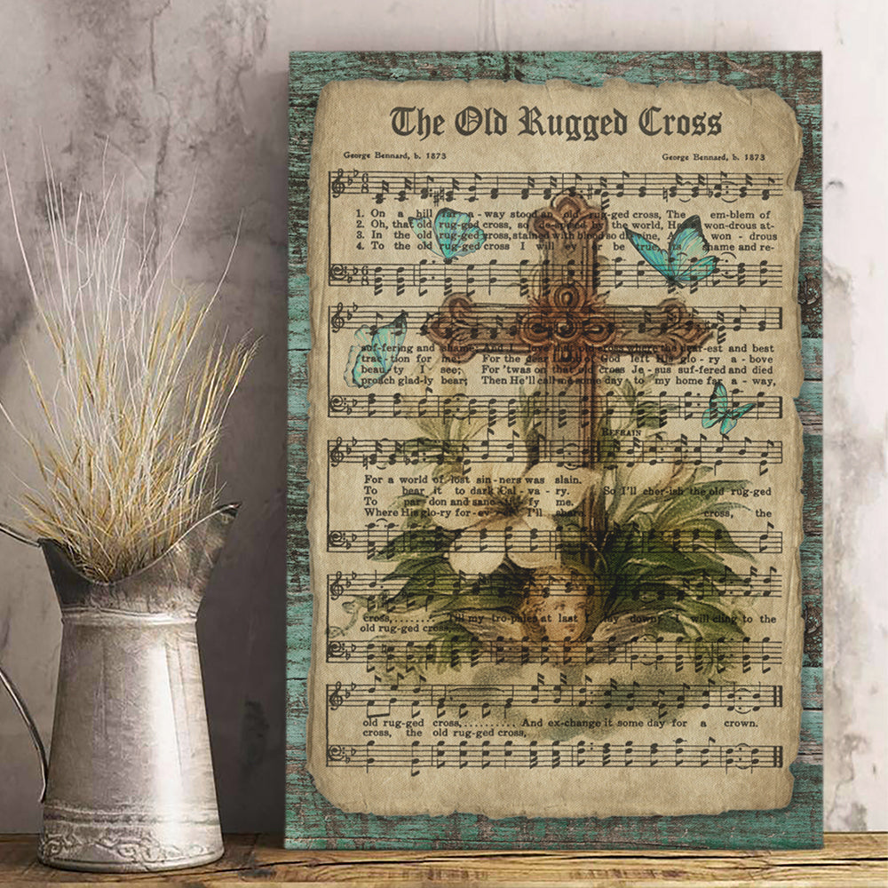 The Old Ruggeo Cross - Butterfly - Christian Canvas Prints - Faith Canvas - Bible Verse Canvas - Ciaocustom