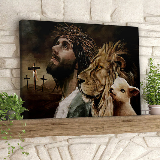 Lion Of Judah - Cross And Lamb - Jesus Canvas Poster - Christ Pictures - Faith Canvas - Gift For Christian - Ciaocustom