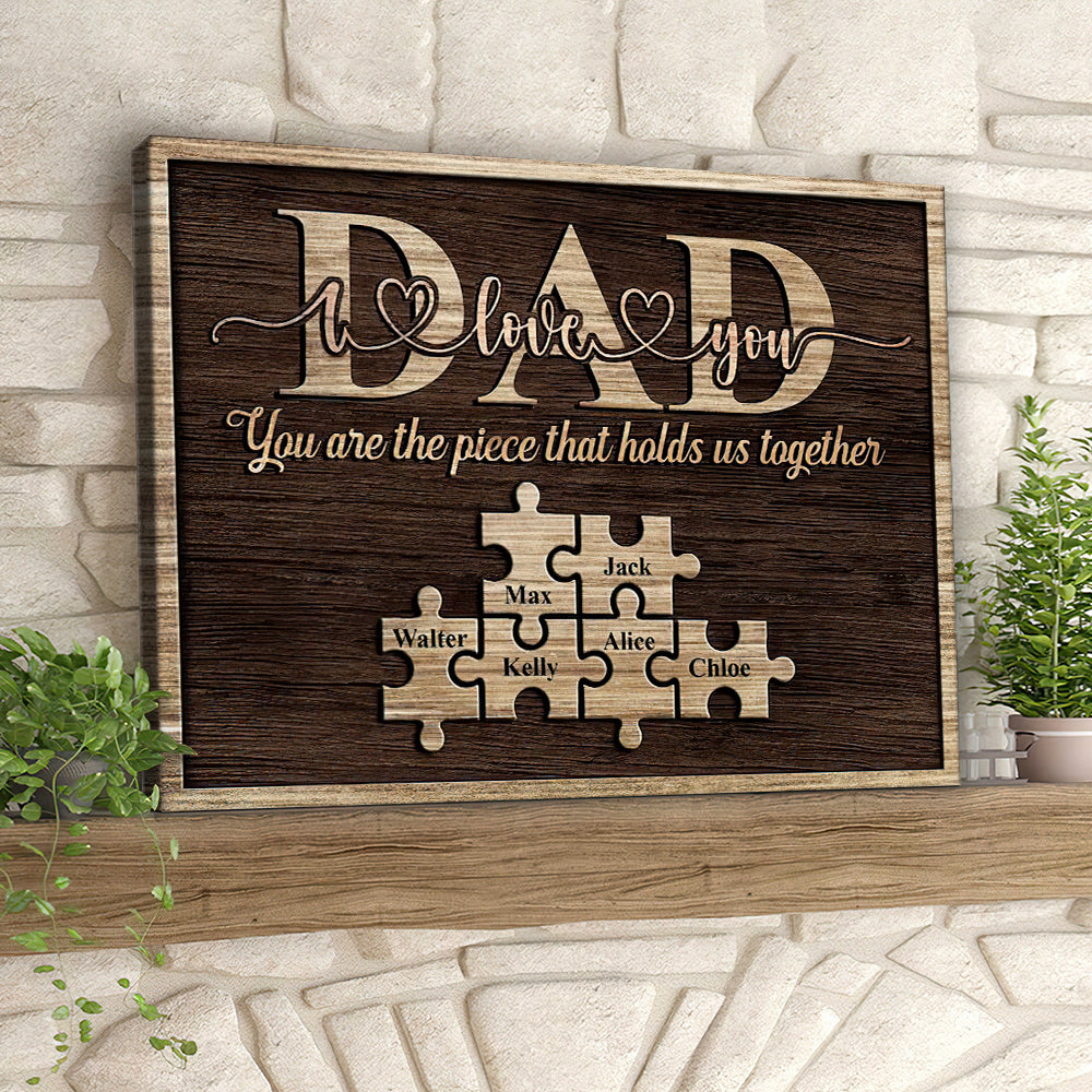 Personalized Canvas For Dad - Custom Puzzle Canvas - Dad Wall Art - Puzzle Sign Canvas - Birthday Gift For Father - Father's Day Gifts - Ciaocustom