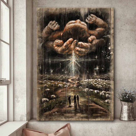 Night Sky The Day He Was Born Canvas Wall Art - Christian Gift