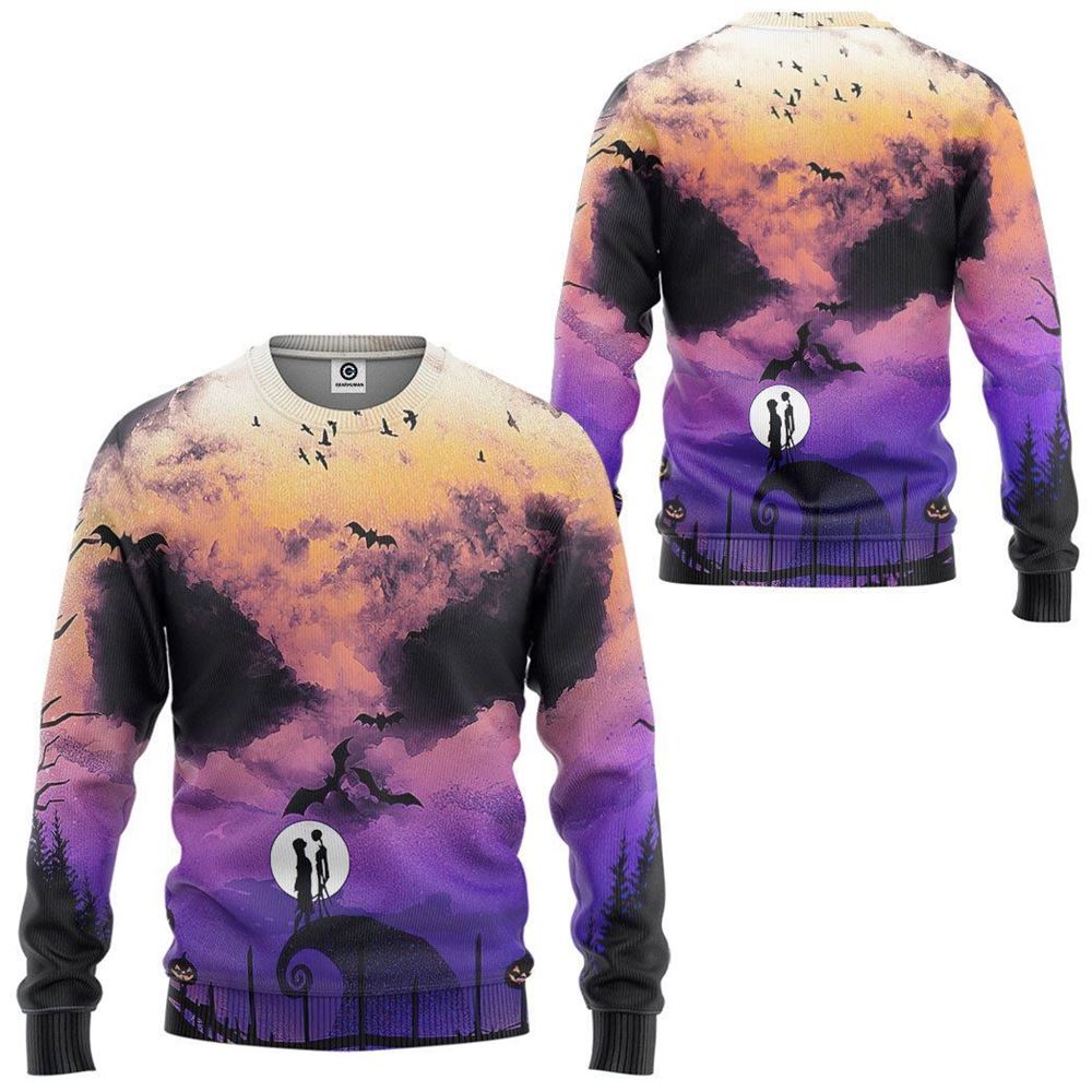 Nightmare Sky Face Before Christmas All Over Print 3D Hoodie For Men And Women, Christmas Gift, Warm Winter Clothes, Best Outfit Christmas