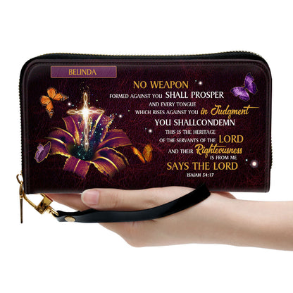 No Weapon Formed Against You Shall Prosper Clutch Purse For Women - Personalized Name - Christian Gifts For Women