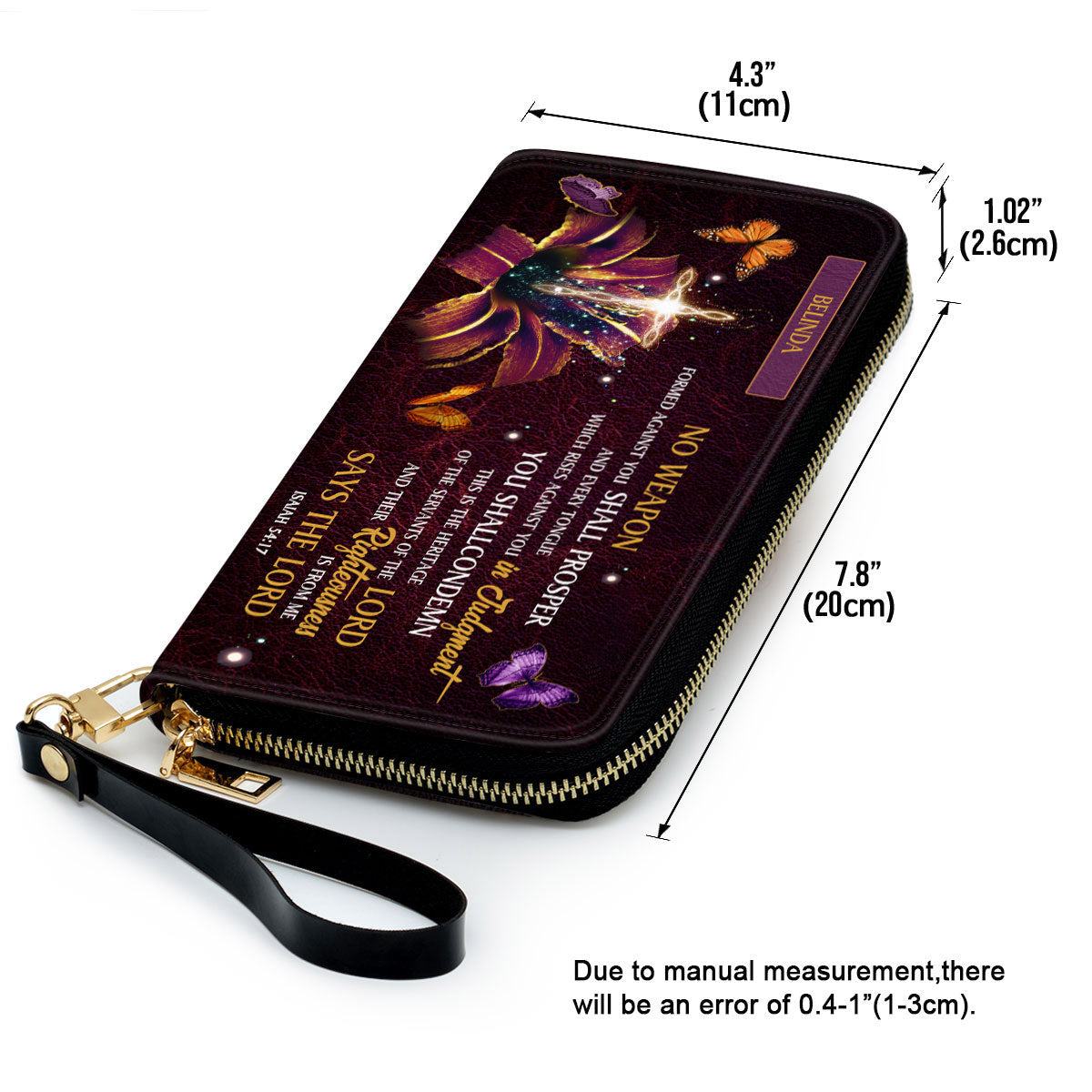 No Weapon Formed Against You Shall Prosper Clutch Purse For Women - Personalized Name - Christian Gifts For Women