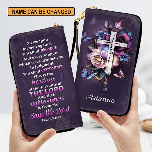 No Weapon Formed Against You Shall Prosper Isaiah 5417 Scripture Gifts For Religious Woman Clutch Purse For Women - Personalized Name