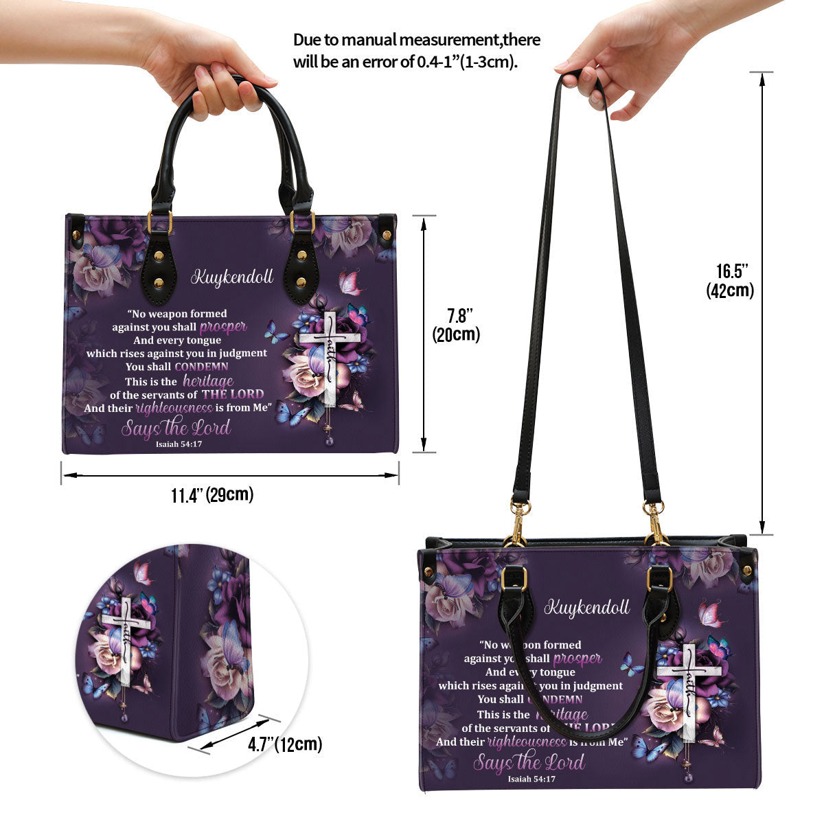 No Weapon Formed Against You Shall Prosper Personalized Leather Bag For Women - Religious Gifts For Women