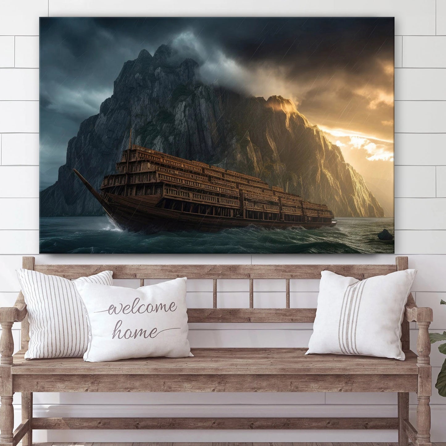 Noah Ark Jesus Bible Art Modern Bible - Canvas Picture - Jesus Canvas Pictures - Christian Wall Art