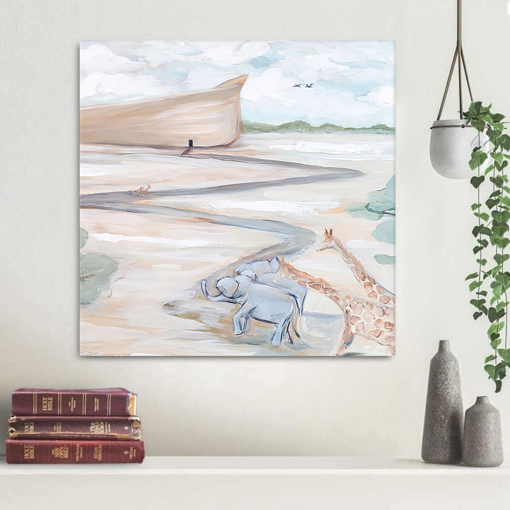 Noah's Ark Canvas Wrap Print with Mirrored Edges - Christian Art Gift - Religious Posters