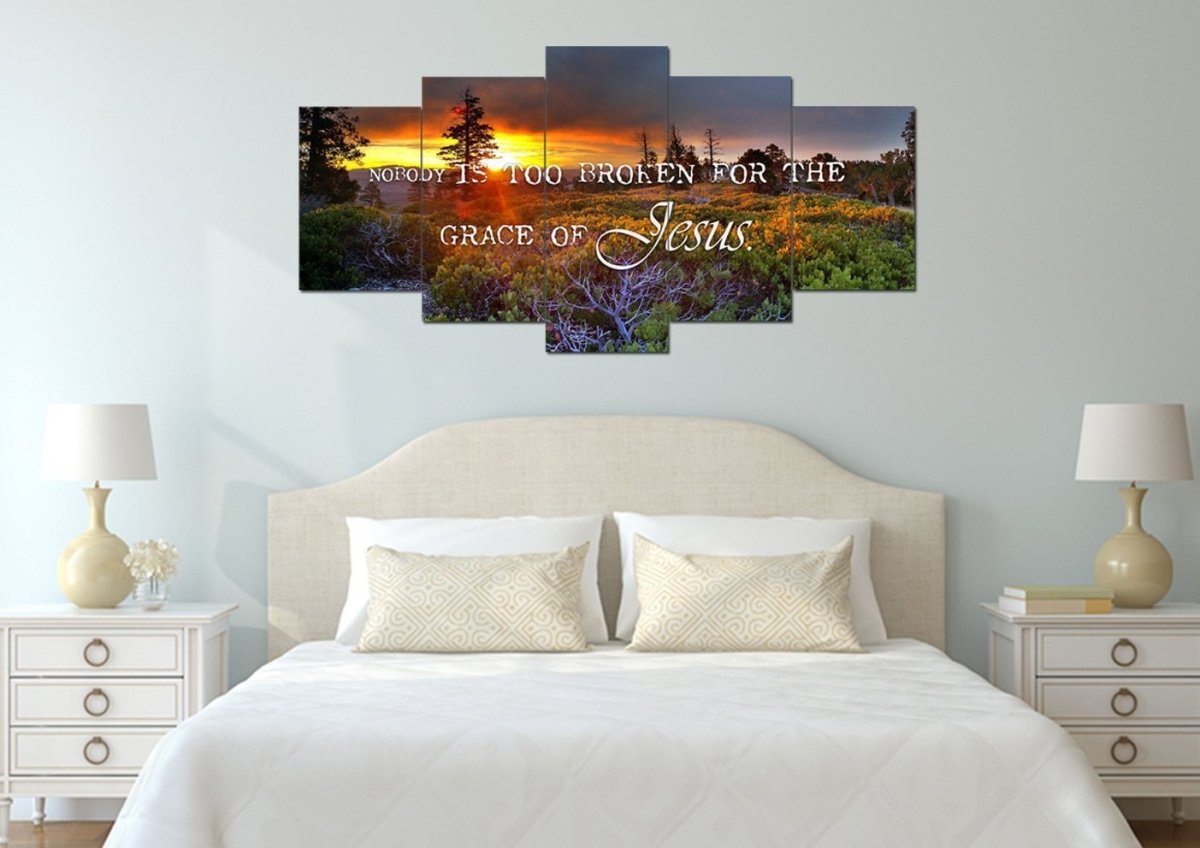 Nobody Is Too Broken For The Grace Of Jesus Wall Art Canvas Print - Christian Canvas Wall Art